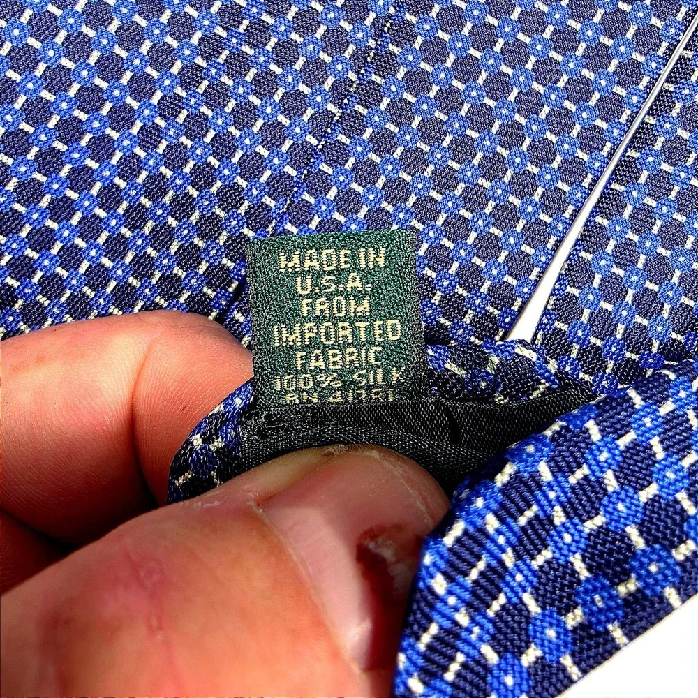 Lauren Ralph Lauren‎ Mens Silk Geometric Pattern Tie Blue White